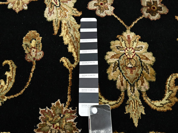 7'10" x 10'4" New Hand Knotted Black Wool & Silk Rectangle Oriental Rug - MOA10275584