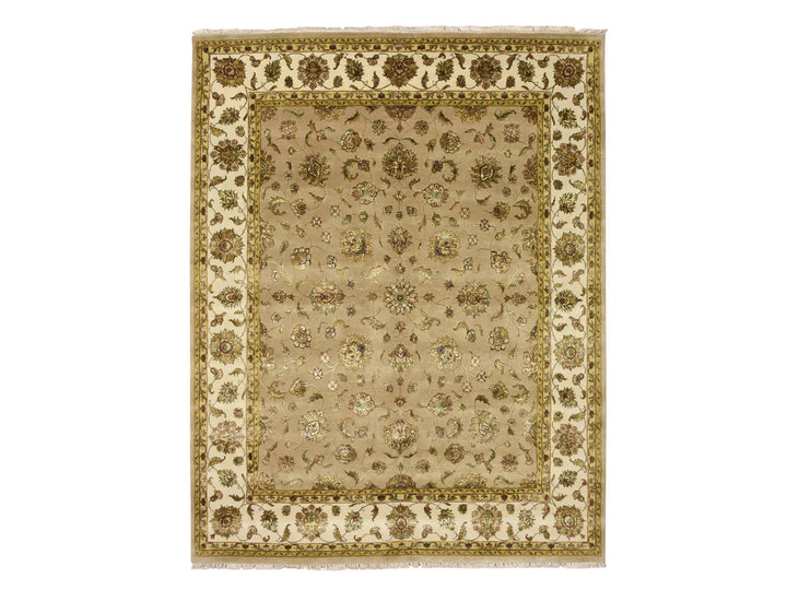 7'8" x 9'10" New Hand Knotted Brown Wool & Silk Rectangle Oriental Rug - MOA10275586