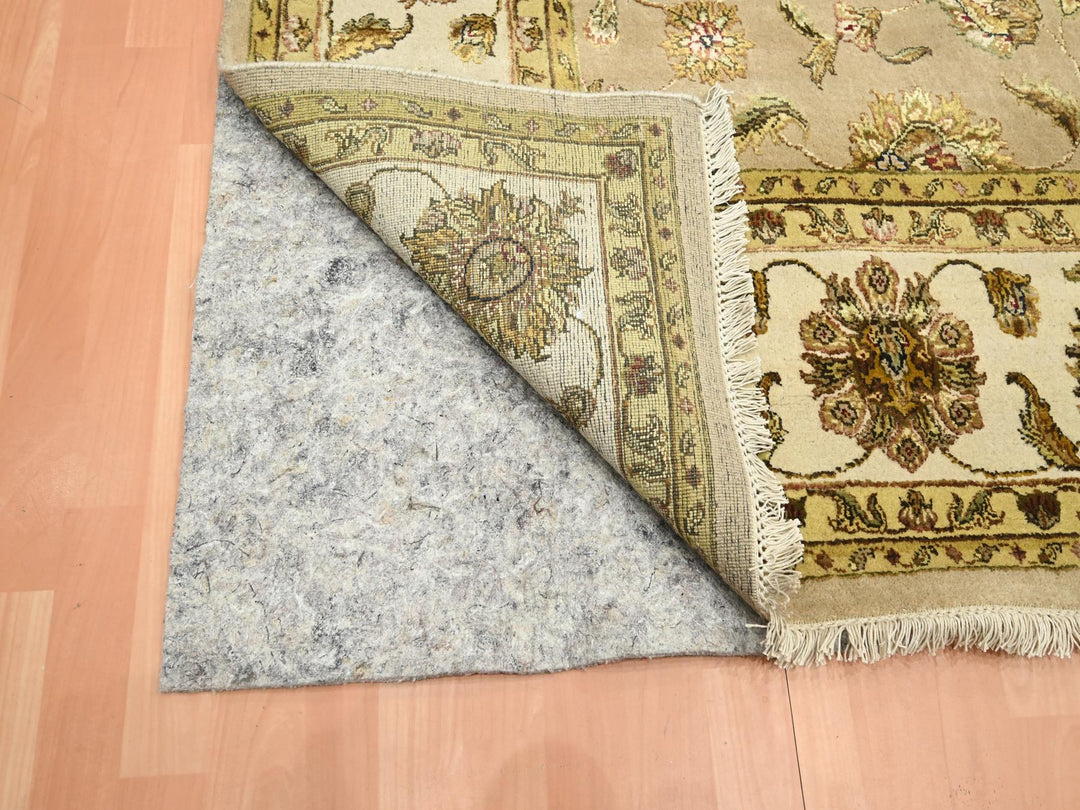 7'8" x 9'10" New Hand Knotted Brown Wool & Silk Rectangle Oriental Rug - MOA10275586