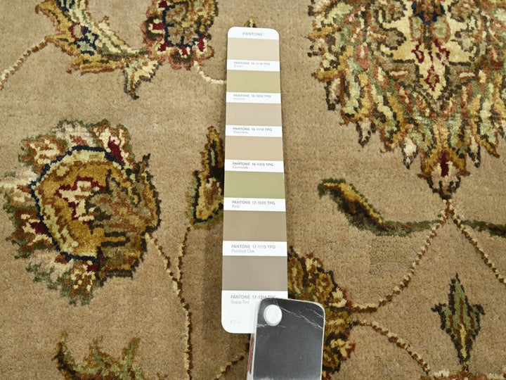 7'8" x 9'10" New Hand Knotted Brown Wool & Silk Rectangle Oriental Rug - MOA10275586