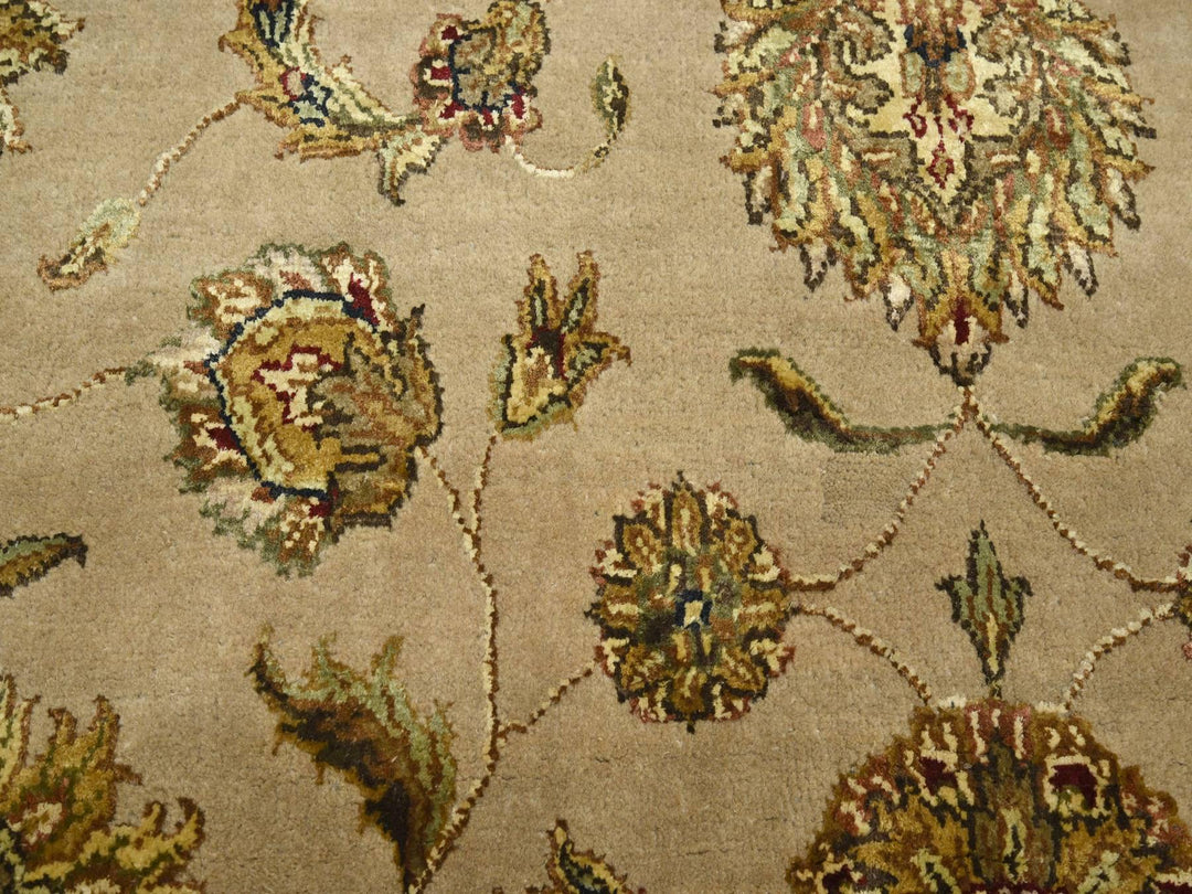7'8" x 9'10" New Hand Knotted Brown Wool & Silk Rectangle Oriental Rug - MOA10275586