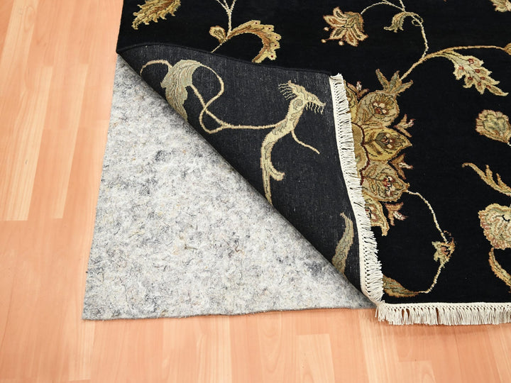 8'0" x 9'11" New Hand Knotted Black Wool & Silk Rectangle Oriental Rug - MOA10275587