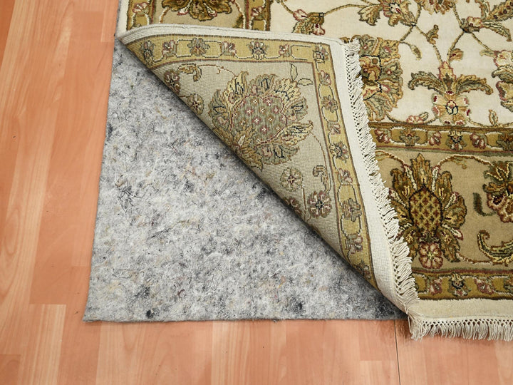 7'8" x 10'0" New Hand Knotted Ivory Wool & Silk Rectangle Oriental Rug - MOA10275589