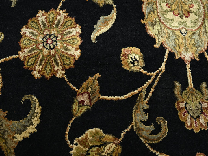 8'7" x 12'1" New Hand Knotted Black Wool & Silk Rectangle Oriental Rug - MOA10275591