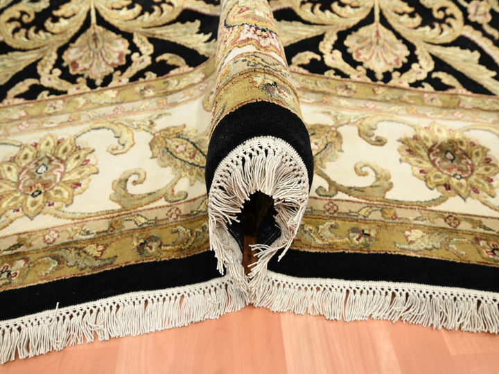 8'10" x 12'2" New Hand Knotted Black Wool & Silk Rectangle Oriental Rug - MOA10275592