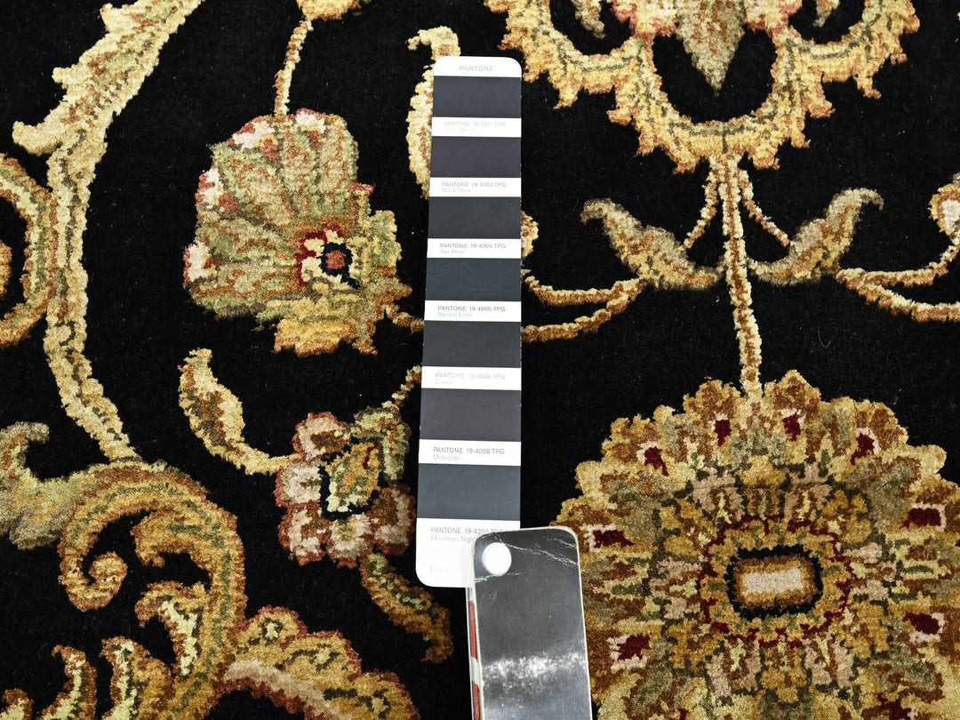 8'10" x 12'2" New Hand Knotted Black Wool & Silk Rectangle Oriental Rug - MOA10275592