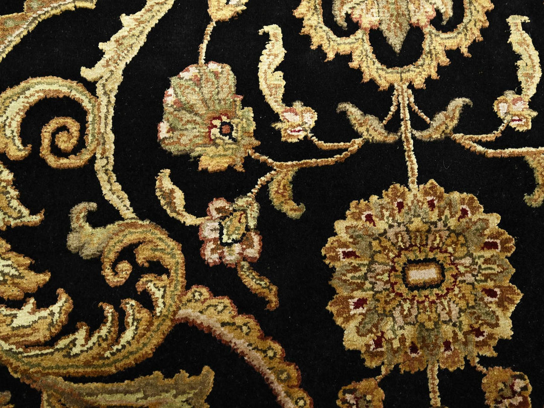 8'10" x 12'2" New Hand Knotted Black Wool & Silk Rectangle Oriental Rug - MOA10275592