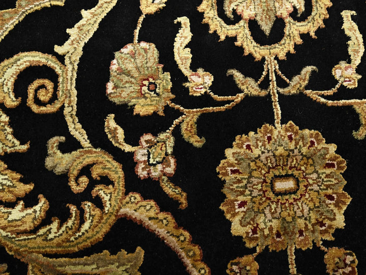 8'10" x 12'2" New Hand Knotted Black Wool & Silk Rectangle Oriental Rug - MOA10275592