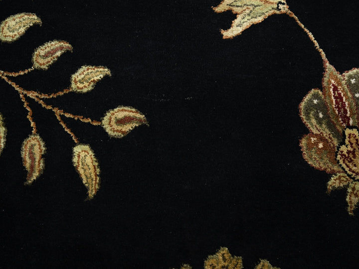 9'2" x 11'8" New Hand Knotted Black Wool & Silk Rectangle Oriental Rug - MOA10275593