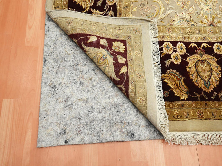8'9" x 12'1" New Hand Knotted Ivory Wool & Silk Rectangle Oriental Rug - MOA10275597