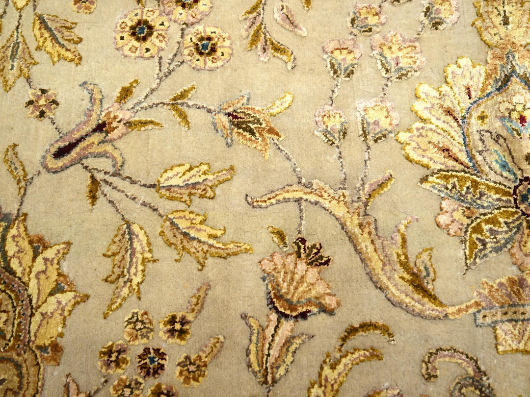8'9" x 12'1" New Hand Knotted Ivory Wool & Silk Rectangle Oriental Rug - MOA10275597
