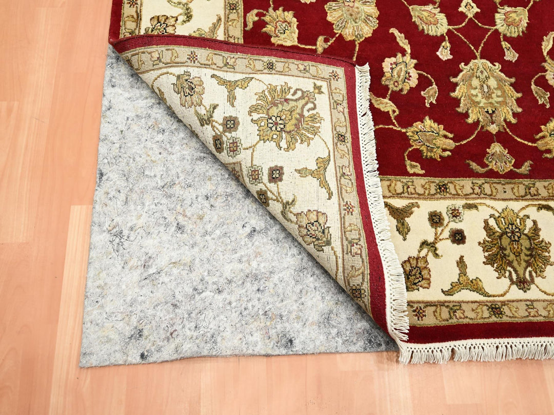 5'11" x 9'2" New Hand Knotted Red Wool & Silk Rectangle Oriental Rug - MOA10275599