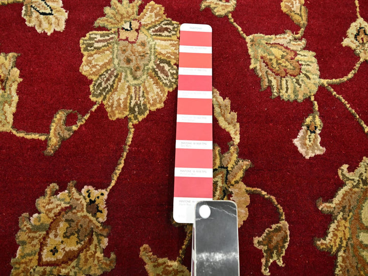 5'11" x 9'2" New Hand Knotted Red Wool & Silk Rectangle Oriental Rug - MOA10275599