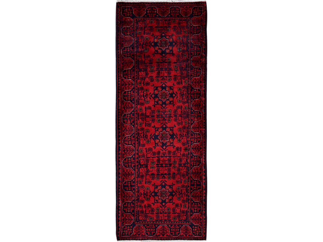 1'10" x 5'1" New Hand Knotted Red Wool Runner Oriental Rug - MOA102755