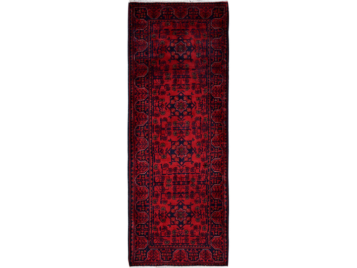 1'10" x 5'1" New Hand Knotted Red Wool Runner Oriental Rug - MOA102755