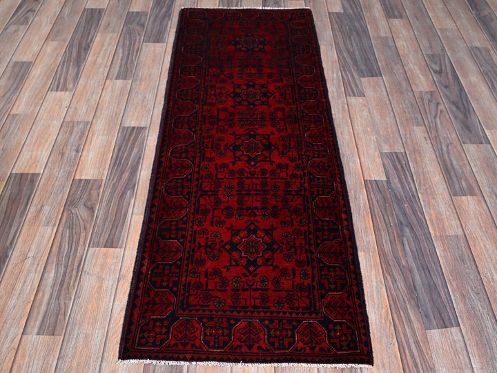 1'10" x 5'1" New Hand Knotted Red Wool Runner Oriental Rug - MOA102755