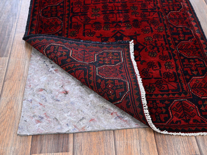 1'10" x 5'1" New Hand Knotted Red Wool Runner Oriental Rug - MOA102755