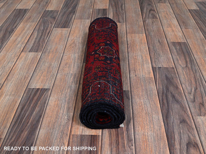 1'10" x 5'1" New Hand Knotted Red Wool Runner Oriental Rug - MOA102755