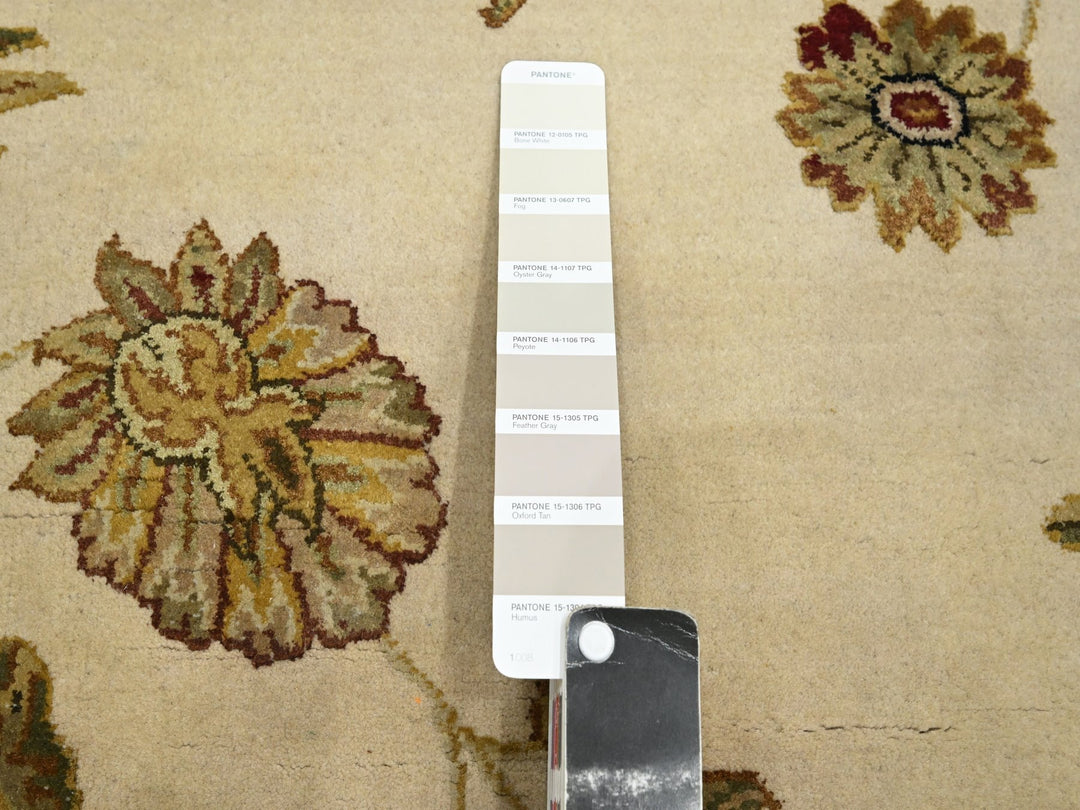 5'11" x 8'11" New Hand Knotted Ivory Wool & Silk Rectangle Oriental Rug - MOA10275600