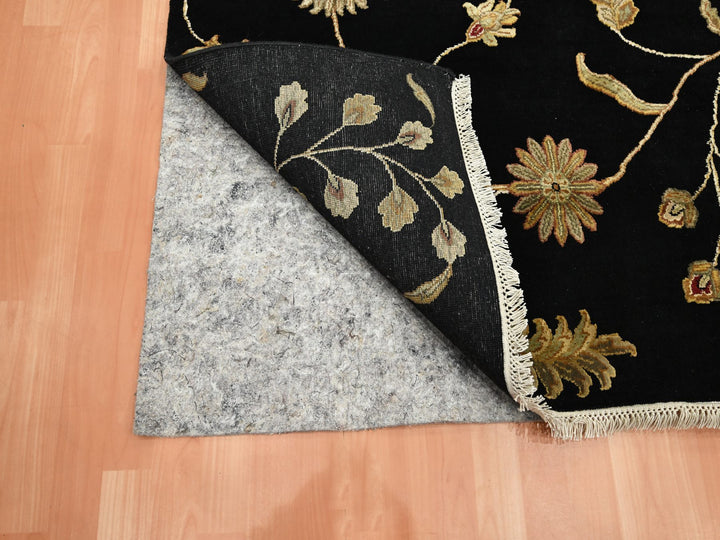 5'10" x 8'10" New Hand Knotted Black Wool & Silk Rectangle Oriental Rug - MOA10275601