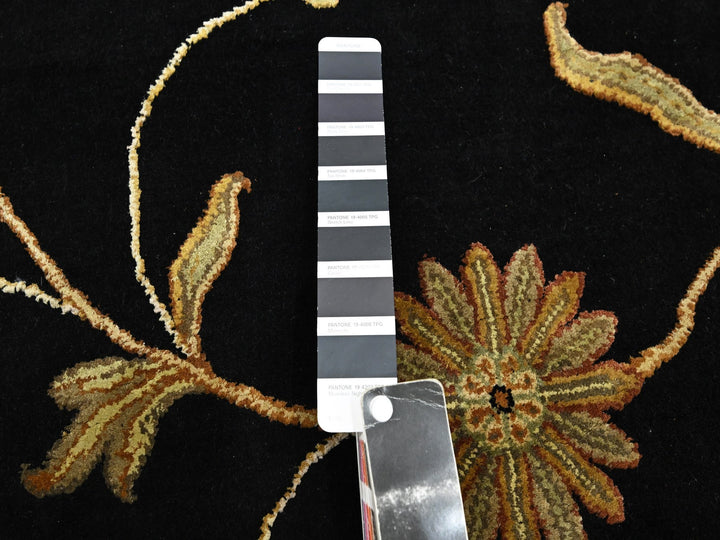5'10" x 8'10" New Hand Knotted Black Wool & Silk Rectangle Oriental Rug - MOA10275601