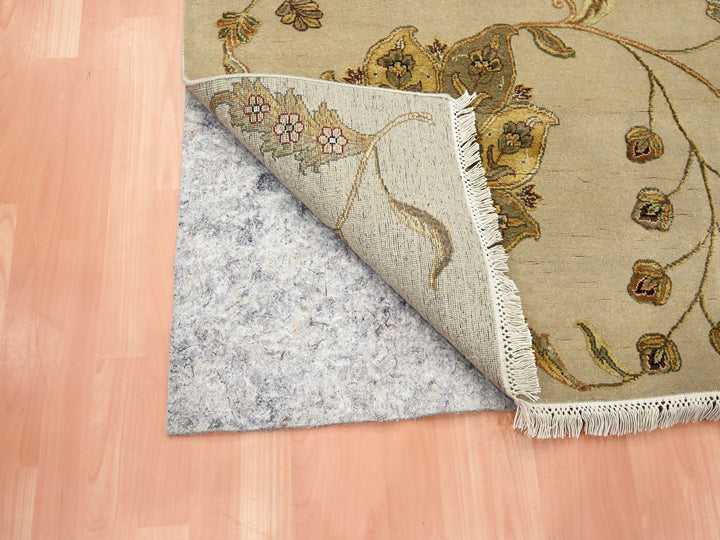 6'0" x 8'10" New Hand Knotted Brown Wool & Silk Rectangle Oriental Rug - MOA10275603