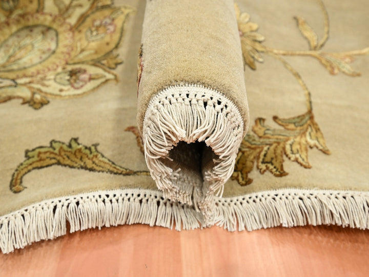 6'0" x 8'10" New Hand Knotted Brown Wool & Silk Rectangle Oriental Rug - MOA10275603