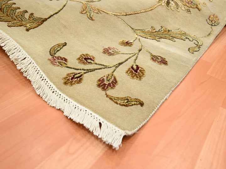 6'0" x 8'10" New Hand Knotted Brown Wool & Silk Rectangle Oriental Rug - MOA10275603