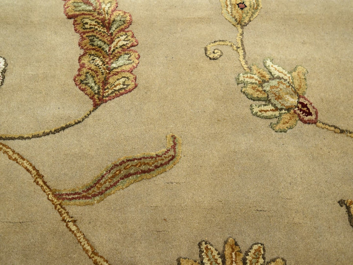 6'0" x 8'10" New Hand Knotted Brown Wool & Silk Rectangle Oriental Rug - MOA10275603