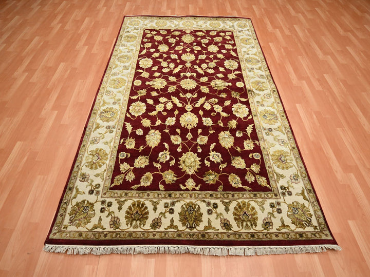 5'11" x 8'11" New Hand Knotted Red Wool & Silk Rectangle Oriental Rug - MOA10275604