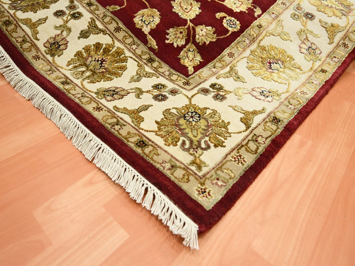 5'11" x 8'11" New Hand Knotted Red Wool & Silk Rectangle Oriental Rug - MOA10275604
