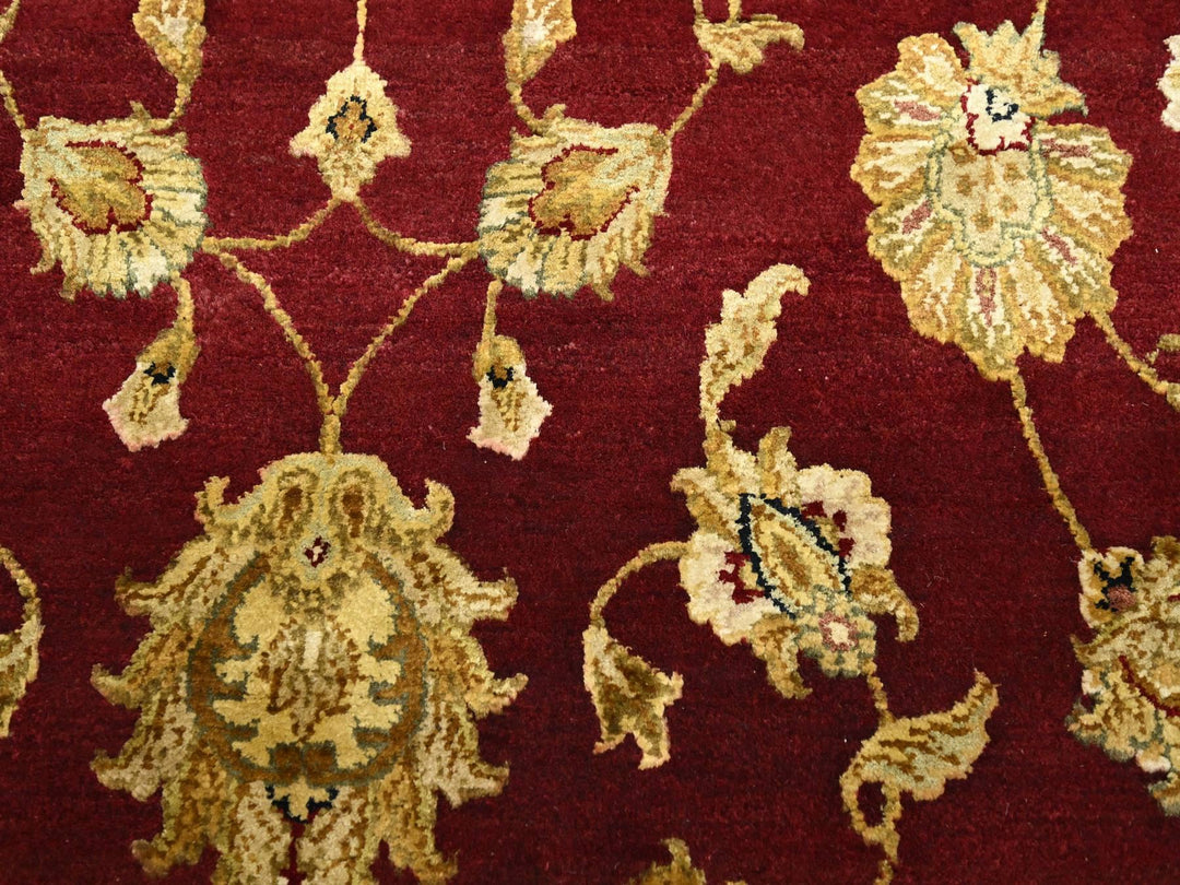 5'11" x 8'11" New Hand Knotted Red Wool & Silk Rectangle Oriental Rug - MOA10275604