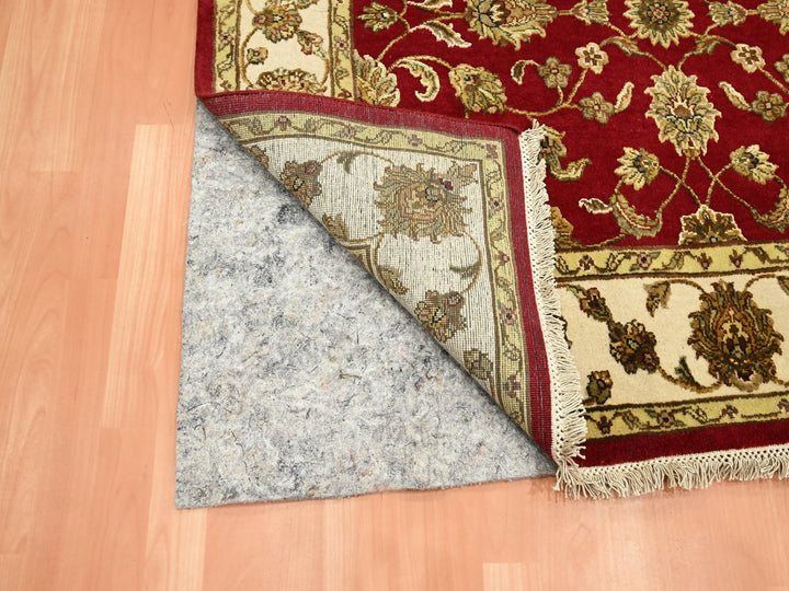 4'2" x 4'11" New Hand Knotted Red Wool & Silk Square Oriental Rug - MOA10275605