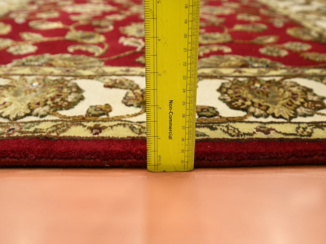 4'2" x 4'11" New Hand Knotted Red Wool & Silk Square Oriental Rug - MOA10275605
