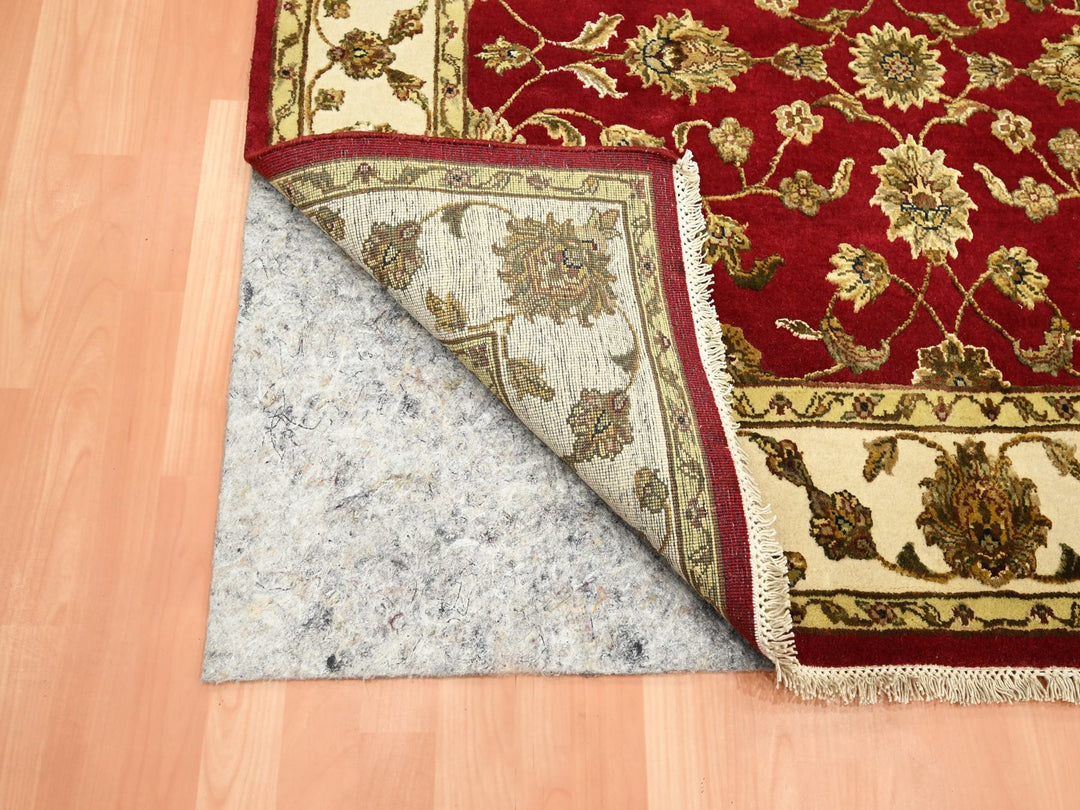 4'1" x 4'11" New Hand Knotted Red Wool & Silk Square Oriental Rug - MOA10275606