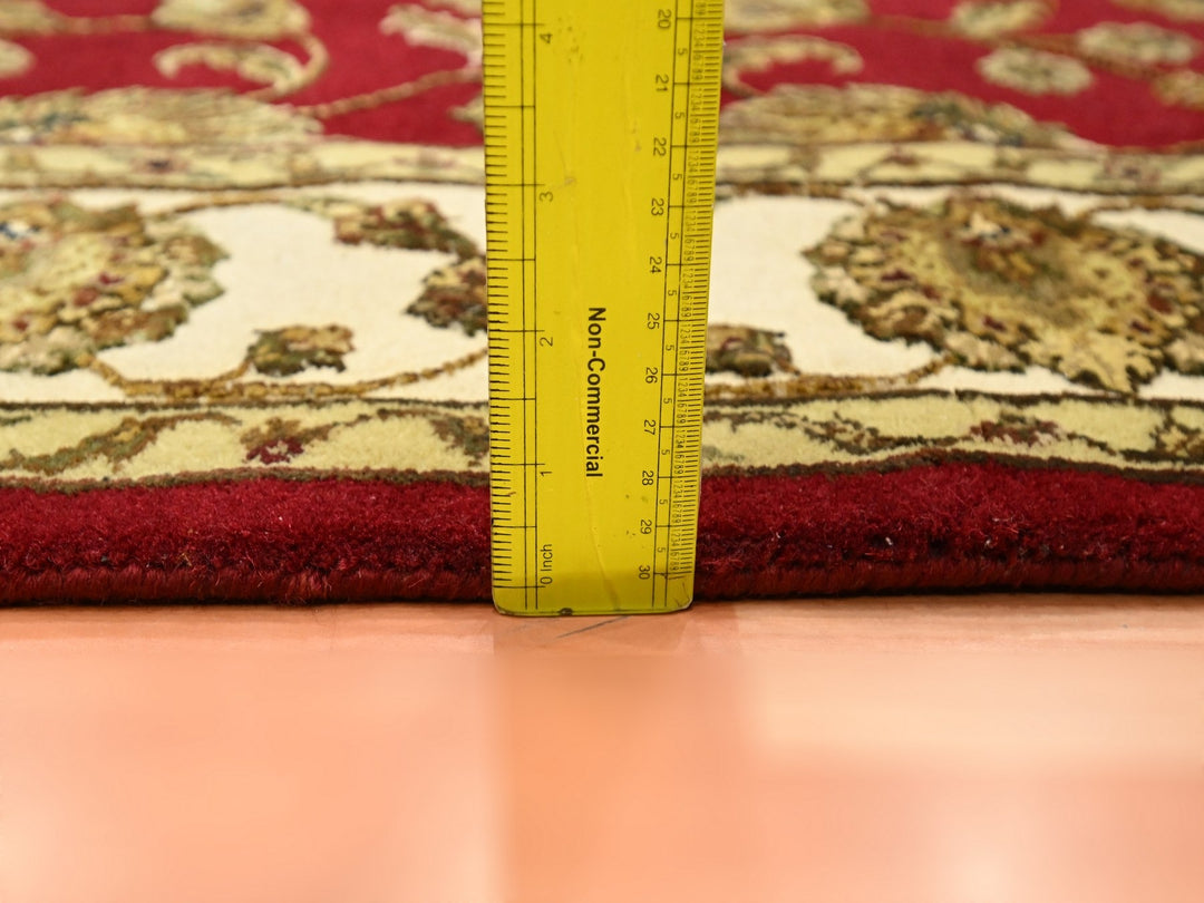 4'1" x 4'11" New Hand Knotted Red Wool & Silk Square Oriental Rug - MOA10275606