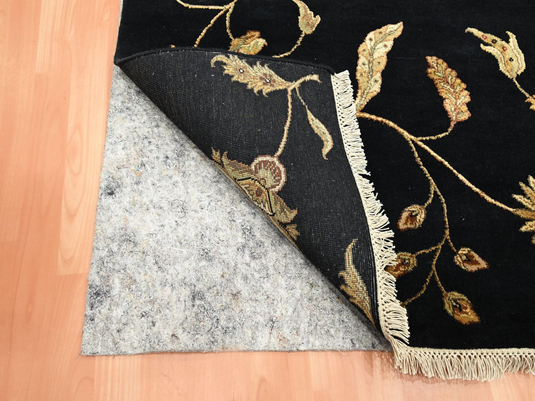 4'1" x 6'1" New Hand Knotted Black Wool & Silk Rectangle Oriental Rug - MOA10275608