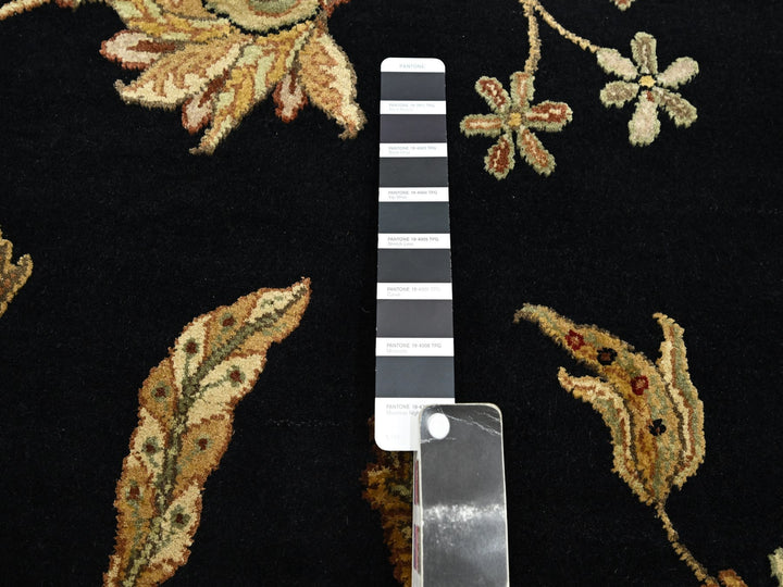 4'1" x 6'1" New Hand Knotted Black Wool & Silk Rectangle Oriental Rug - MOA10275608