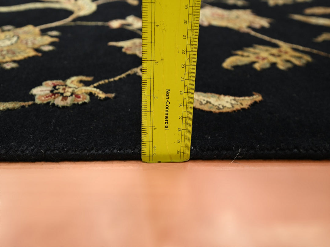 4'1" x 6'1" New Hand Knotted Black Wool & Silk Rectangle Oriental Rug - MOA10275608