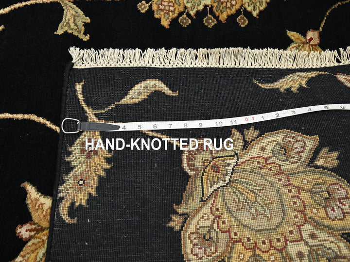 4'1" x 6'1" New Hand Knotted Black Wool & Silk Rectangle Oriental Rug - MOA10275608