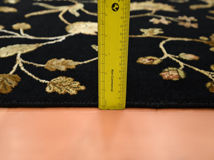 4'0" x 5'11" New Hand Knotted Black Wool & Silk Rectangle Oriental Rug - MOA10275609