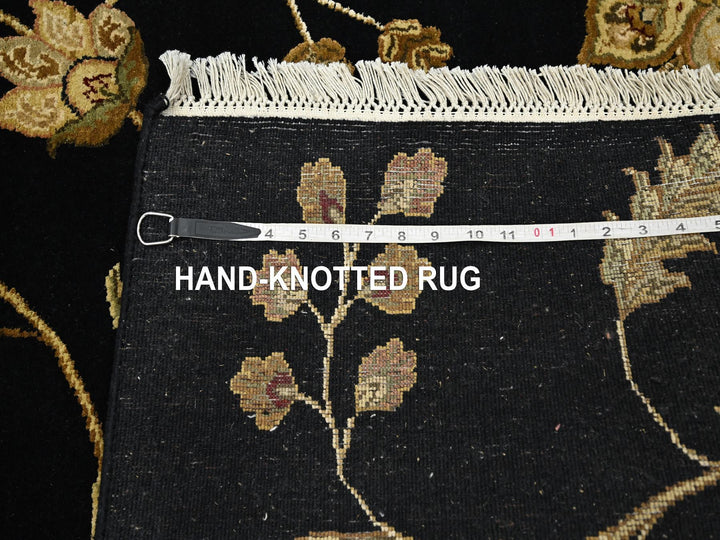 4'0" x 5'11" New Hand Knotted Black Wool & Silk Rectangle Oriental Rug - MOA10275609