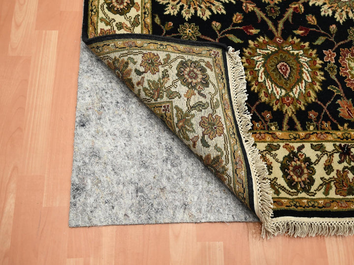 4'0" x 15'9" New Hand Knotted Black Wool & Silk Runner Oriental Rug - MOA10275610