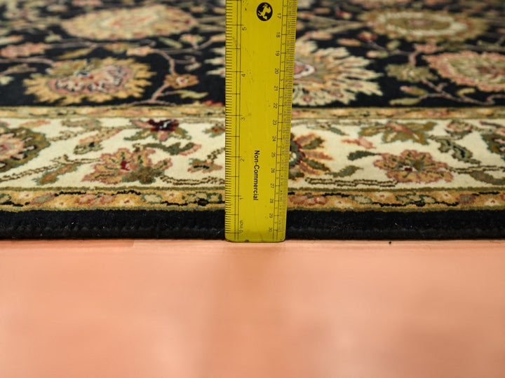 4'0" x 15'9" New Hand Knotted Black Wool & Silk Runner Oriental Rug - MOA10275610