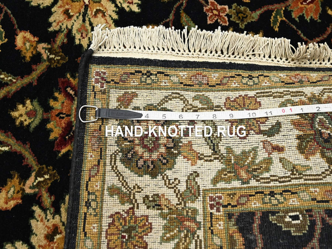 4'0" x 15'9" New Hand Knotted Black Wool & Silk Runner Oriental Rug - MOA10275610