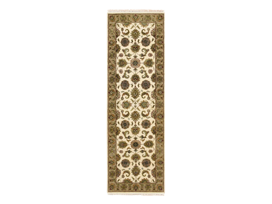 2'6" x 8'0" New Hand Knotted Ivory Wool & Silk Runner Oriental Rug - MOA10275612