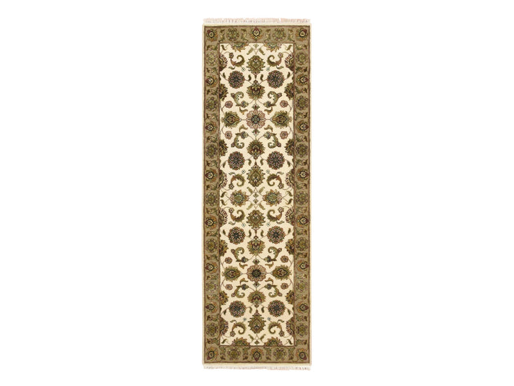 2'6" x 8'0" New Hand Knotted Ivory Wool & Silk Runner Oriental Rug - MOA10275612