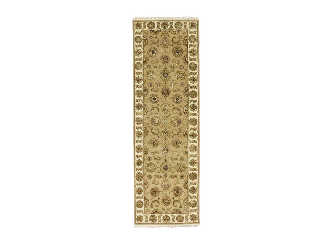 2'7" x 8'1" New Hand Knotted Brown Wool & Silk Runner Oriental Rug - MOA10275613