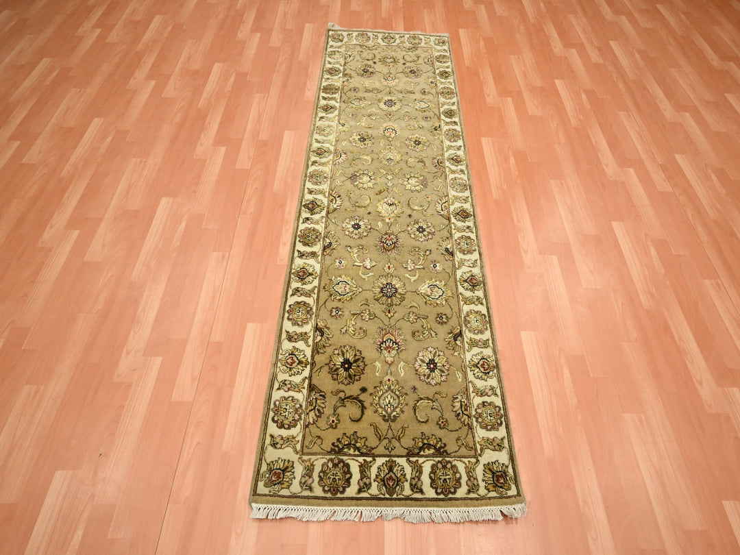 2'7" x 8'1" New Hand Knotted Brown Wool & Silk Runner Oriental Rug - MOA10275613