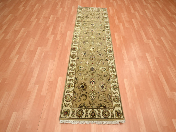 2'7" x 8'1" New Hand Knotted Brown Wool & Silk Runner Oriental Rug - MOA10275613